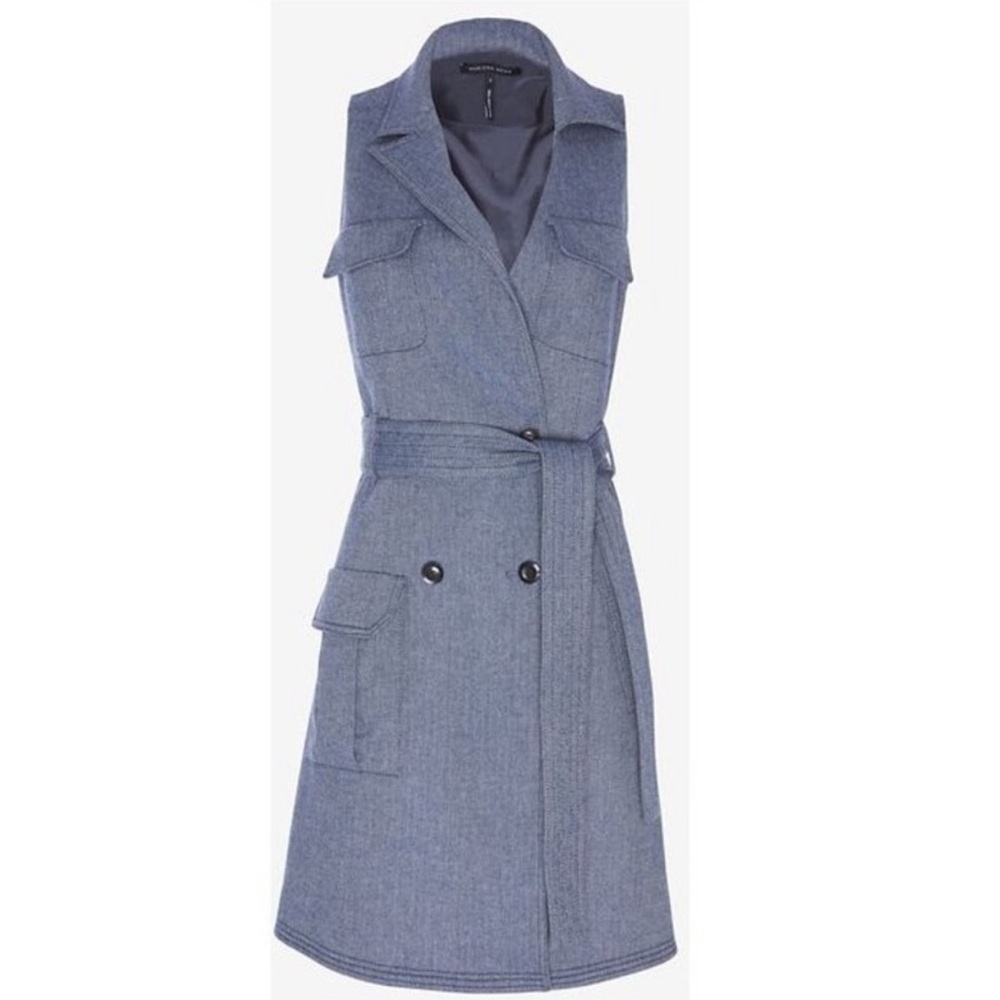 Marissa Webb NWOT Gretchen wrap dress blue grey - Picture 2 of 8